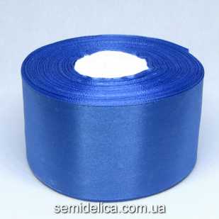 Лента атласная 5,0 см, синий светлый