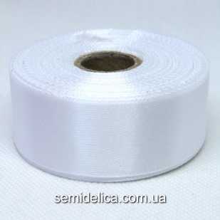 Лента атласная 2,5 см 23 м, белый