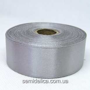Лента атласная 2,5 см 23 м, серый