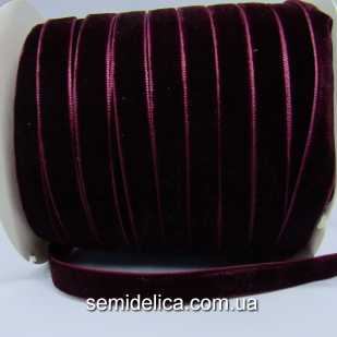 Лента бархатная 1,0 см, марсала