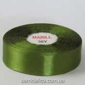 Лента атласная 2,5 см, оливковый темный