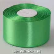 Лента атласная 5,0 см, зеленый яркий