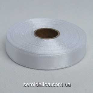 Лента атласная 1,2 см 23м, белый