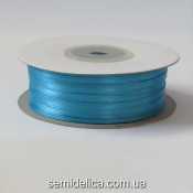 Лента атласная 0,3 см, голубой темный