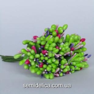 Тычинки на проволоке Незабудка, салатовый с фиолетом