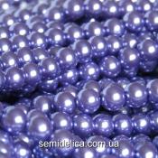 Бусины жемчуг 8 мм стеклянные, сине-фиолетовый