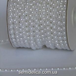 Полубусины на нитке 6 мм, белый