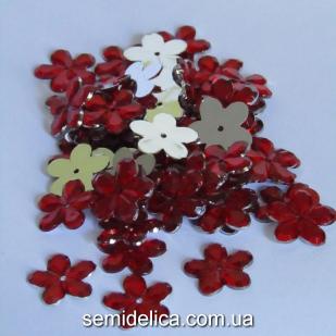 Стразы цветочек 15мм, красный