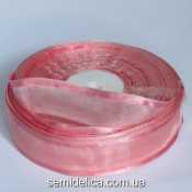 Лента органза с атласным краем 2,5 см, коралловый