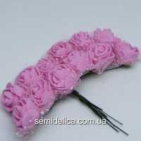 Роза из латекса в фатине 1,5 см, розовый 