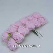 Роза из латекса в фатине 1,5 см, розовый нежный