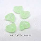 Бусины пластик 9х12 мм Сердечки светящиеся в темноте