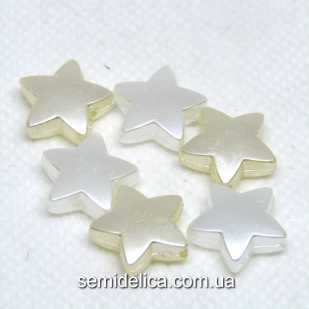 Бусины акрил 14х14х5 мм жемчужная Звезда, айвори