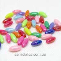 Бусины Жемчуг-рис 12х6 мм перламутр, микс яркий