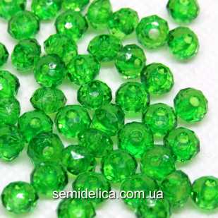 Бусины акрил 6х4 мм Рондель, зеленый