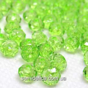 Бусины акрил 6х4 мм Рондель, салатовий