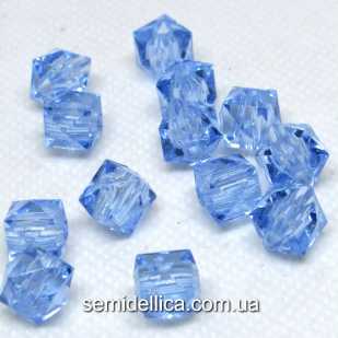 Бусины акрил 10 мм Куб, голубой