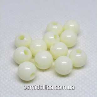 Бусины шар пластик 8 мм, кремово-желтый