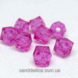 Бусины акрил 10 мм Куб, фуксия 