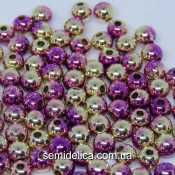 Бусины Жемчуг 6 мм Градиент, золото фуксия