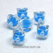 Бусины акрил 10 мм Куб, прозрачный с голубой бусиной внутри