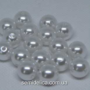 Бусины Жемчуг 12 мм, белый с блеском