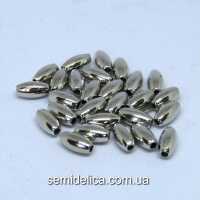 Бусины Жемчуг-рис 8х4 мм, серебро