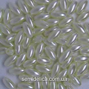 Бусины Жемчуг-рис 12х6 мм, молочный с блеском