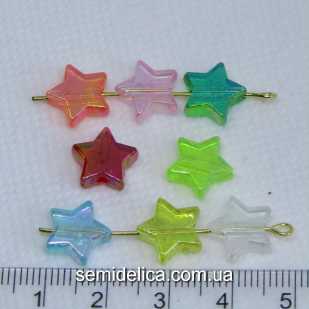 Бусины акрил 10х4 мм Звезда, цветной микс