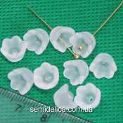 Бусины акрил 10х6 мм Цветочек, белый матовый