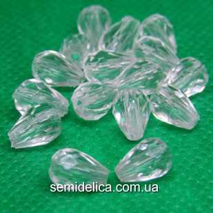 Бусины акрил 5х8мм Капля, прозрачная