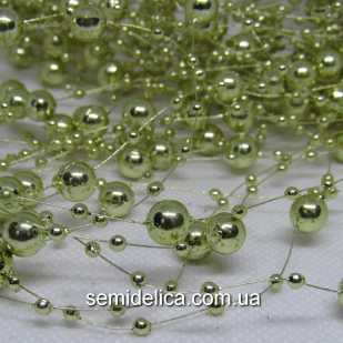 Бусины на леске 3мм 7мм зеркальные, длина 1,3 м, золото