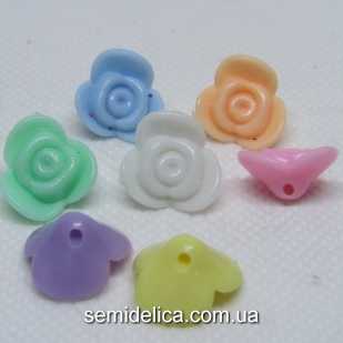 Бусины, пуговицы акрил 15х8 мм Роза, цветной микс