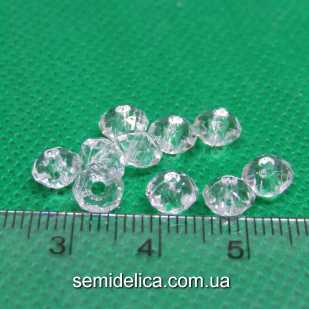 Бусины акрил 6х4 мм Рондель, прозрачная