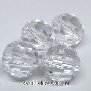 Бусины акрил 16мм круглая, прозрачная