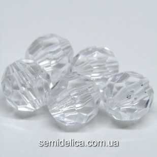 Бусины акрил 12мм круглая, прозрачная