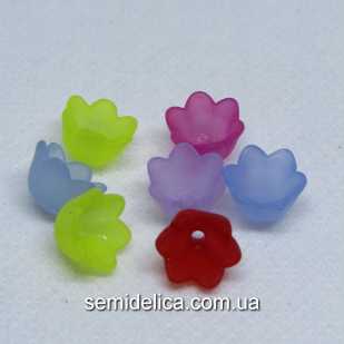 Бусины акрил 10х6 мм Цветочек, цветной микс пастельные тона