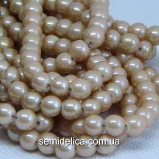 Бусины жемчуг 6 мм стеклянные, бежевый