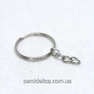 Кольцо замочек для брелоков и ключей 25 мм, серебро