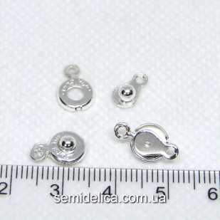 Застежка кнопка Хитч 14х7 мм, серебро