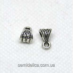 Бейл, основа для кулона 9х5х5 мм Треугольник, серебро