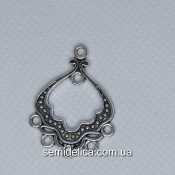 Кулон, подвеска, коннектор металл 30х22 мм, серебро