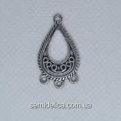 Кулон, подвеска, коннектор металл 27х15 мм, серебро