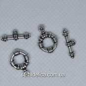 Застежка тогл металл 15х11 мм и 16х5 мм, серебро