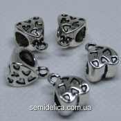 Бейл, основа для кулона, подвески 11х8х7 мм, серебро