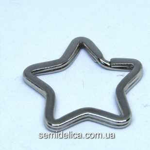 Заготовка для брелка и клюей 30 мм Звезда, серебро