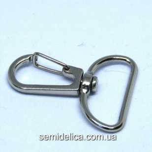 Карабин, замочек для брелка и клюей 30х40 мм, серебро
