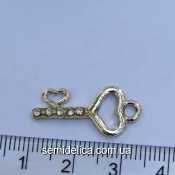 Кулон, подвеска металл 2,4х1,2 см Ключ со стразами, золото