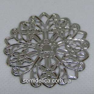 Кулон, подвеска металл 4,6 см, серебро