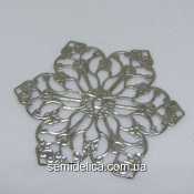 Кулон, подвеска металл 5,6 см Цветочек, серебро